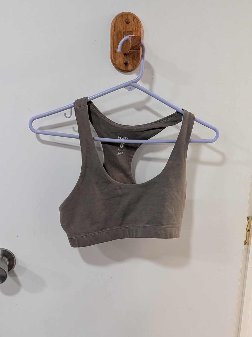 MATE the Label Taupe Scoop-Neck Racerback Sports Bra